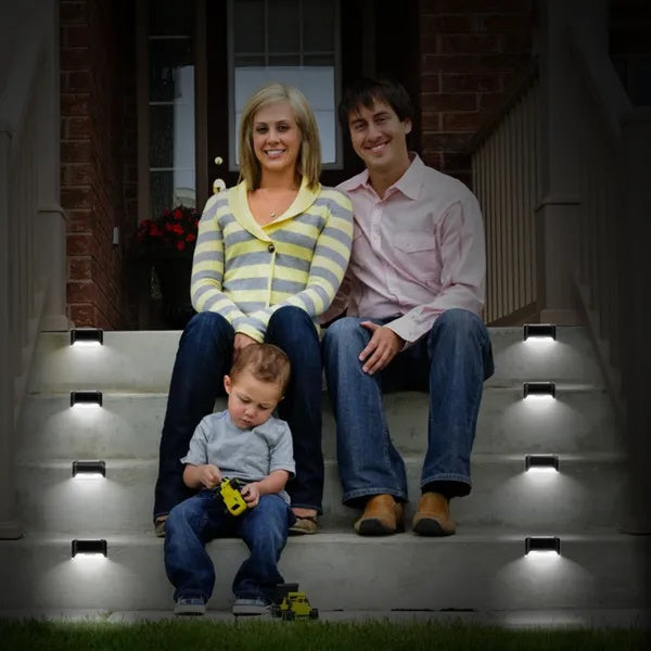 4-Pack Solar Powered LED Step Lights – Outdoor Waterproof Deck & Stair Lamps