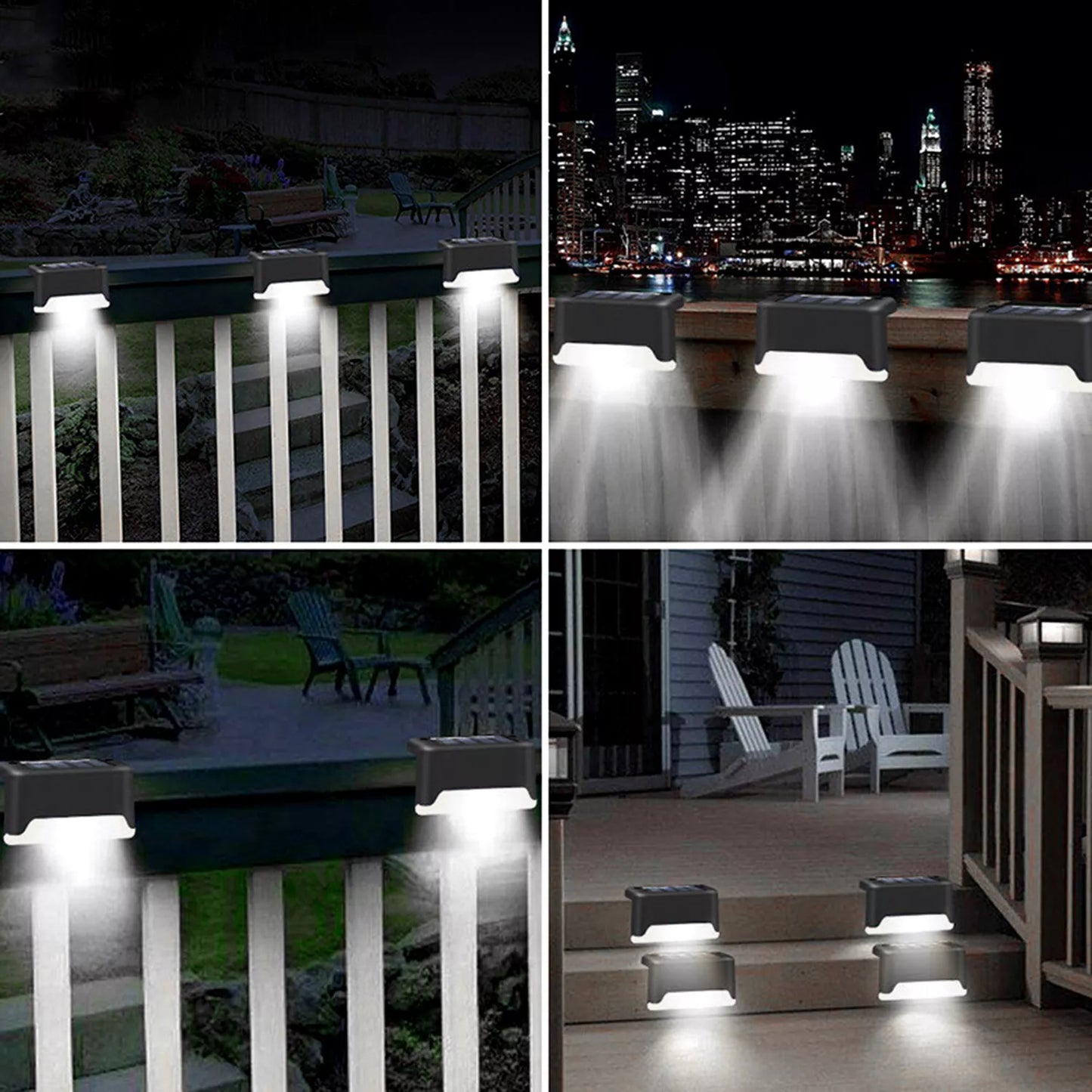 4-Pack Solar LED Deck Lights – Outdoor Waterproof Step, Railing, Fence & Path Lighting