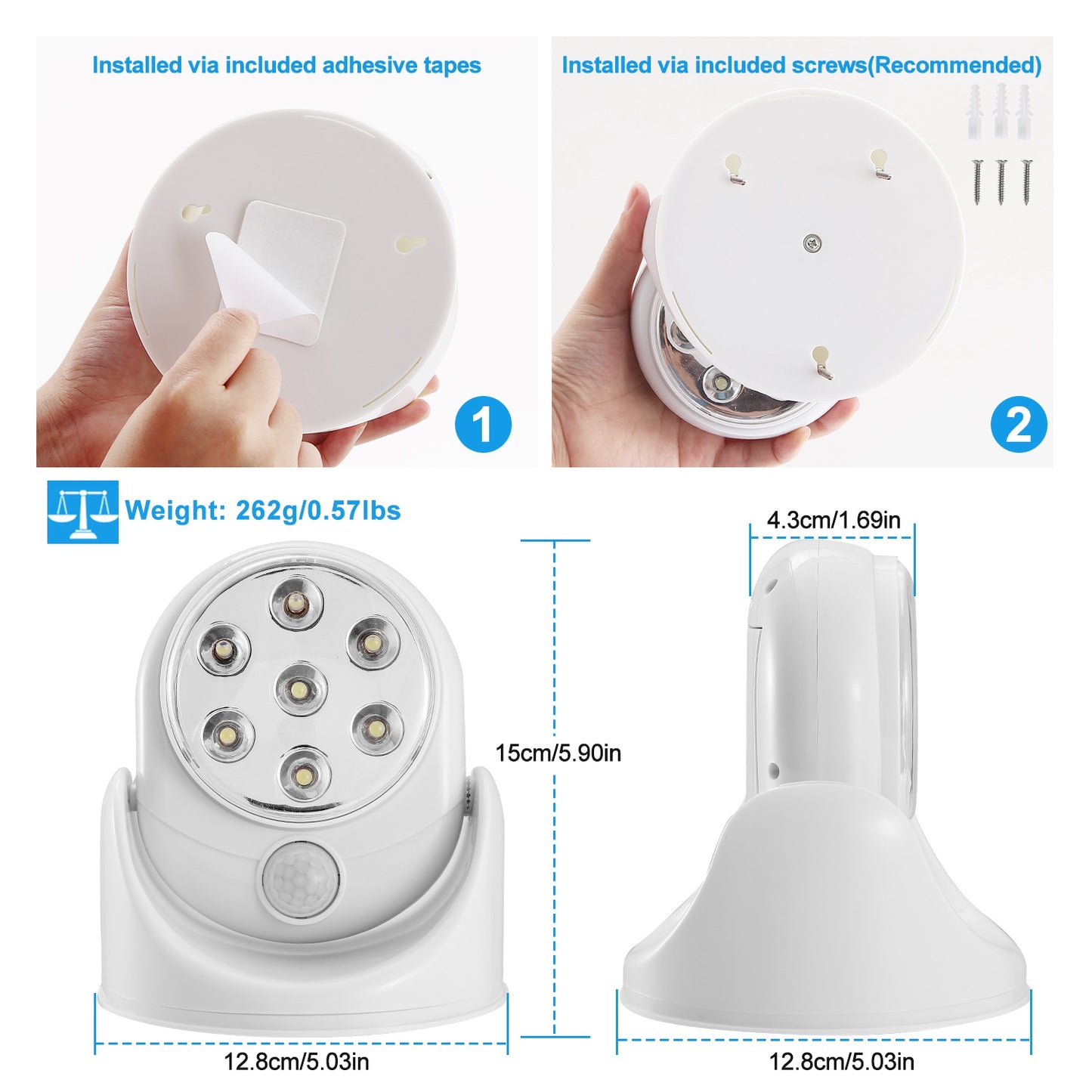 Wireless Rotatable LED Spotlight – 360° Adjustable Night Lamp