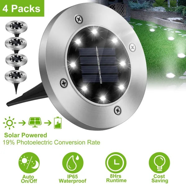 4-Pack Solar Powered Ground Lights – Outdoor IP65 Waterproof Path & Garden Lamps