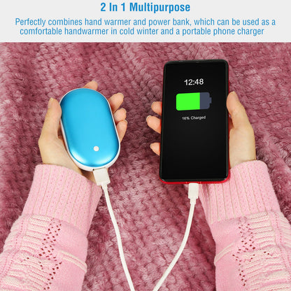 Portable Rechargeable Hand Warmer – 5000mAh Power Bank with Double-Sided Heat