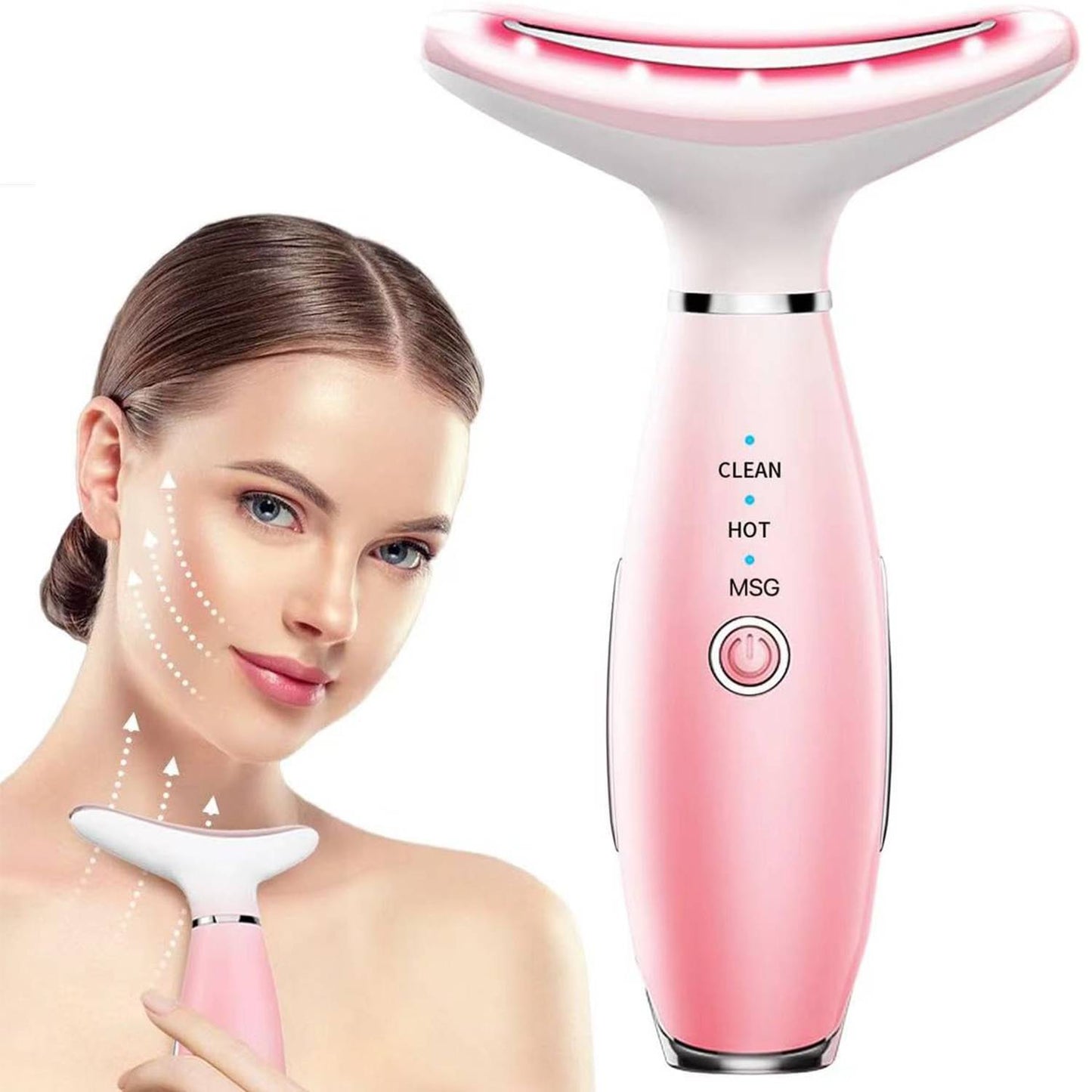 3-in-1 Skincare Neck & Face Massager with Thermals — LED Modes & Lifting Massage Tool