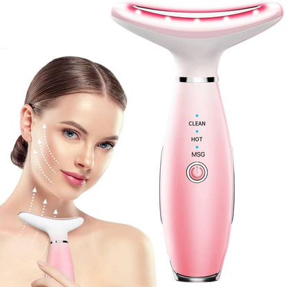 3-in-1 Skincare Neck & Face Massager with Thermals — LED Modes & Lifting Massage Tool