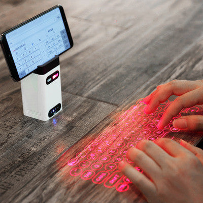 Virtual Laser Keyboard & Mouse — Portable Bluetooth Projection Keyboard With Phone Stand + Power Bank