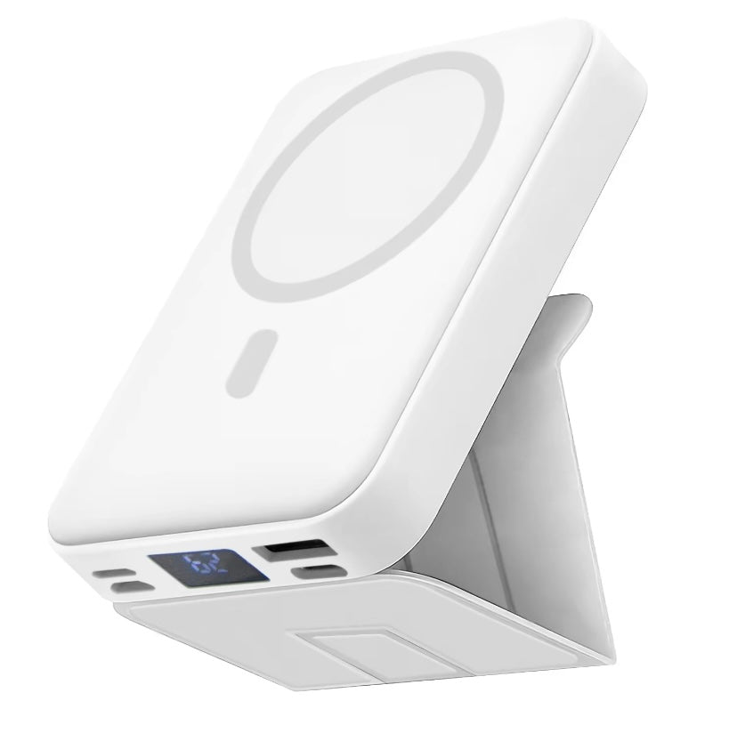 MagSafe Magnetic Wireless Power Bank | 10,000mAh Fast Charger with Stand (USB-C + Lightning Input)