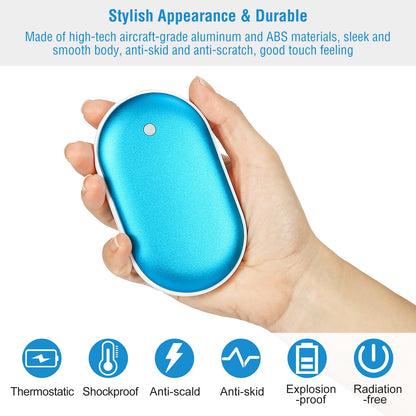 Portable Rechargeable Hand Warmer – 5000mAh Power Bank with Double-Sided Heat