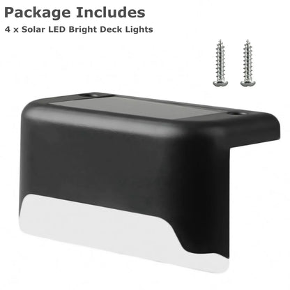4-Pack Solar LED Deck Lights – Outdoor Waterproof Step, Railing, Fence & Path Lighting