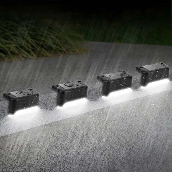 4-Pack Solar Powered LED Step Lights – Outdoor Waterproof Deck & Stair Lamps