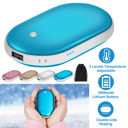 Portable Rechargeable Hand Warmer – 5000mAh Power Bank with Double-Sided Heat