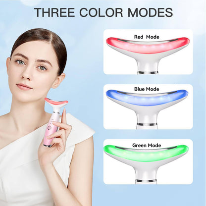 3-in-1 Skincare Neck & Face Massager with Thermals — LED Modes & Lifting Massage Tool