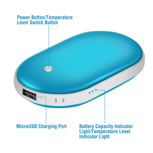 Portable Rechargeable Hand Warmer – 5000mAh Power Bank with Double-Sided Heat