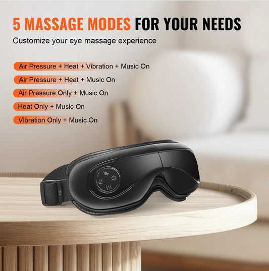 Heated Eye Massager Eye Care Device 5 Modes Foldable - Bluetooth Music