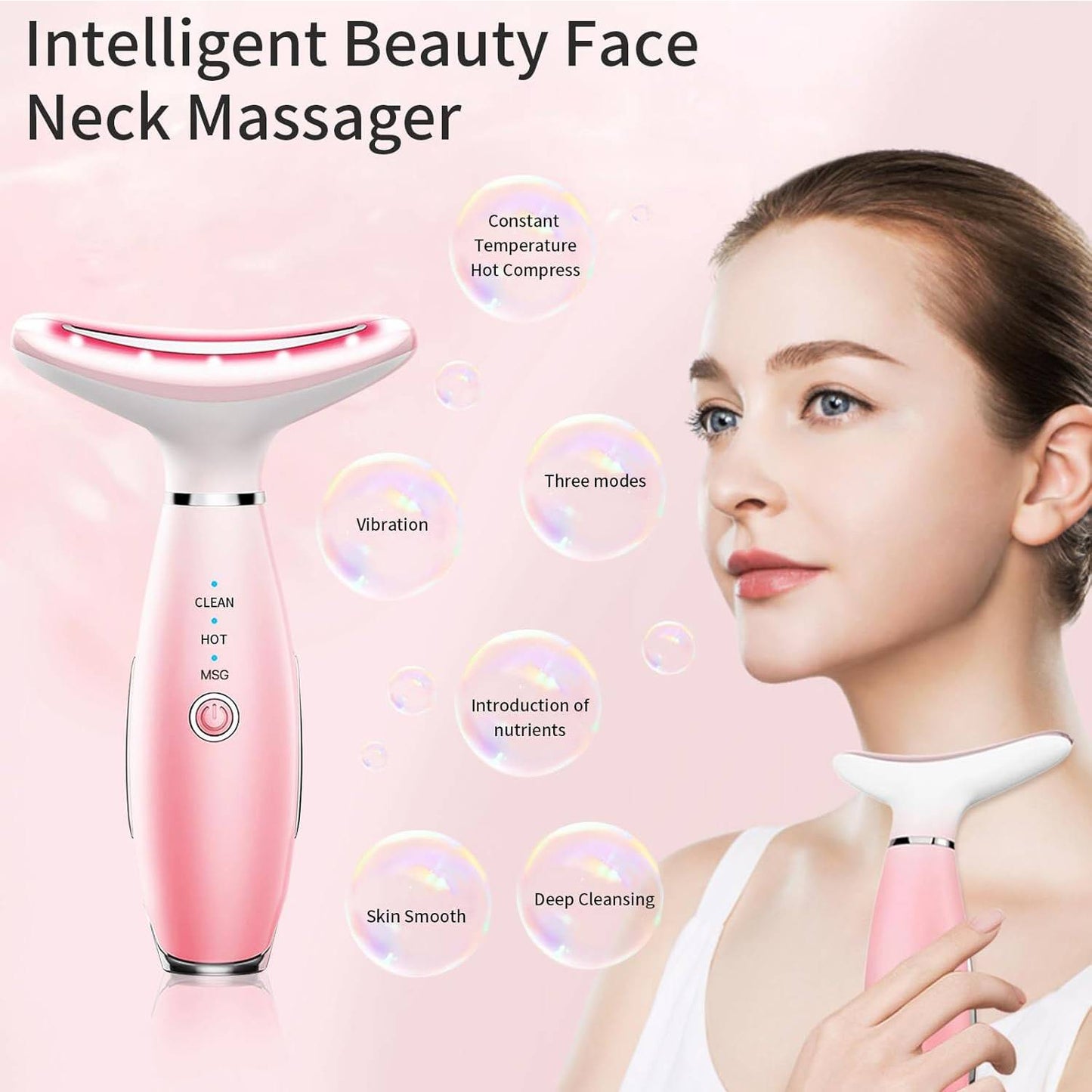 3-in-1 Skincare Neck & Face Massager with Thermals — LED Modes & Lifting Massage Tool