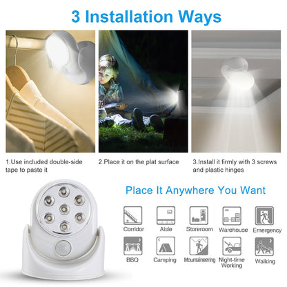 Wireless Rotatable LED Spotlight – 360° Adjustable Night Lamp