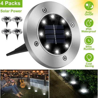 4-Pack Solar Powered Ground Lights – Outdoor IP65 Waterproof Path & Garden Lamps