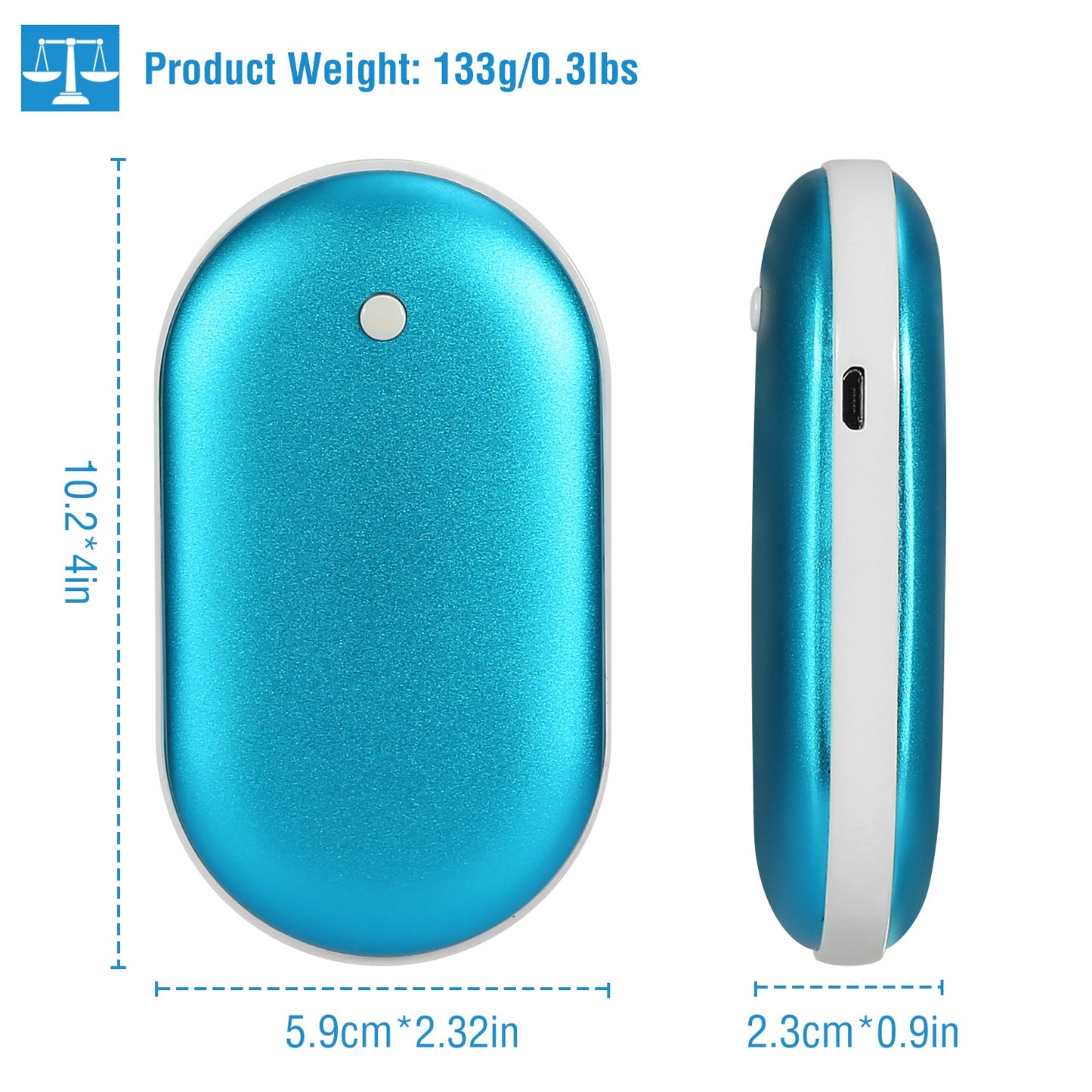 Portable Rechargeable Hand Warmer – 5000mAh Power Bank with Double-Sided Heat