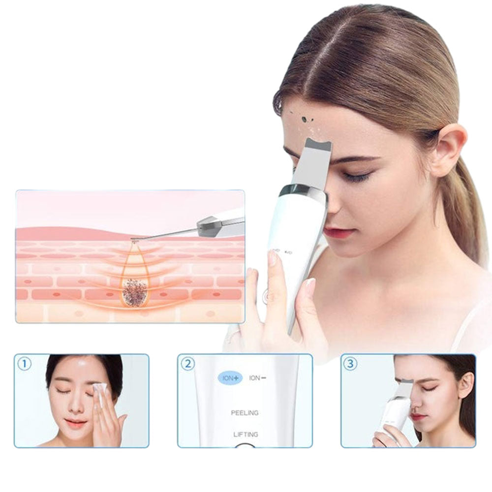 Ultrasonic Skin Scrubber & Facial Spatula – Deep Pore Cleaner & Lifting Tool